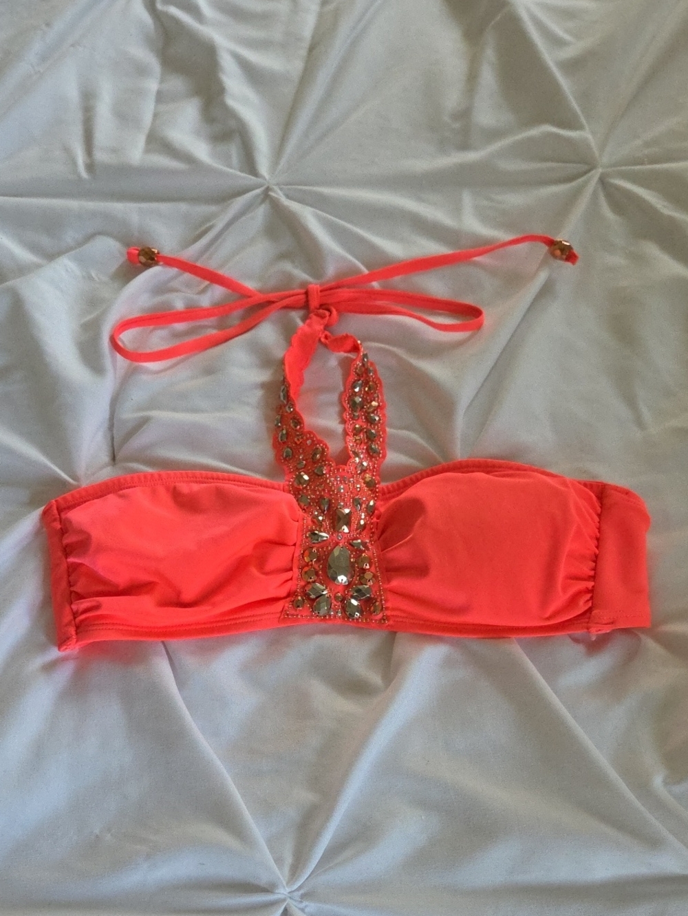 H&M Neon Coral Bandeau Bikini Top